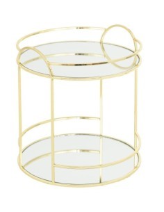 Set Vassoi a Specchio 2 Livelli 20x24 cm in Vetro e Metallo Dorato
