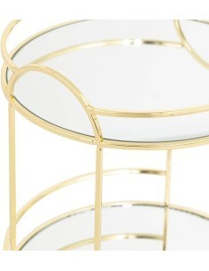 Set Vassoi a Specchio 2 Livelli 20x24 cm in Vetro e Metallo Dorato