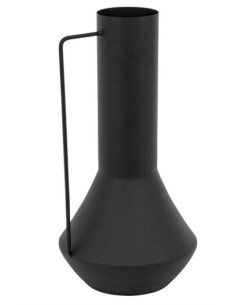 Vaso Sylvain in metallo nero H35cm, vaso decorativo, vaso per piante, vaso elegante, vaso moderno in metallo