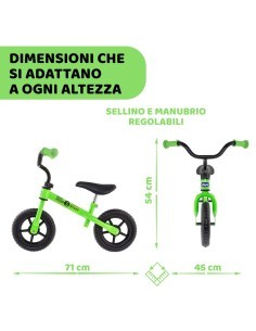 Balance Bike Chicco - Bicicletta Senza Pedali per Sviluppare l'Equilibrio (2-5 anni) VERDE