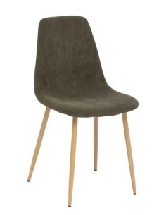 Sedia Roka velluto verde kaki, gambe in metallo effetto legno, sedia da tavolo elegante, comfort e design moderno
