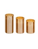 Set di 3 candele LED, vetro ambrato Sena, candele decorative, candele LED per casa, decorazione d'interni, luci d'ambiente