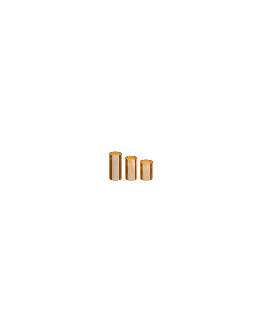 Set di 3 candele LED, vetro ambrato Sena, candele decorative, candele LED per casa, decorazione d'interni, luci d'ambiente
