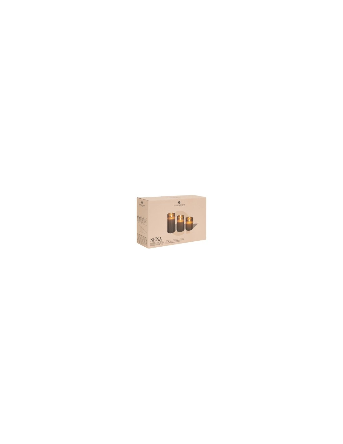 Set di 3 candele LED, vetro ambrato Sena, candele decorative, candele LED per casa, decorazione d'interni, luci d'ambiente