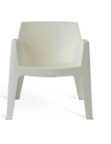 Poltrona Ancara Cribel, polipropilene bianco, impilabile, resistente, per giardino, terrazza, outdoor, indoor