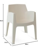 Poltrona Ancara Cribel, polipropilene bianco, impilabile, resistente, per giardino, terrazza, outdoor, indoor
