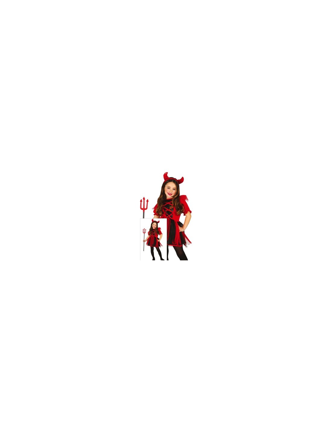 Costume Cute Devil, Cerchietto e Abito, Taglia 5-6 Anni, Tema Diavolo, Halloween