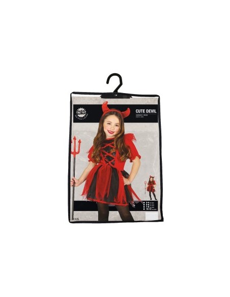 Costume Cute Devil, Cerchietto, Abito, Taglia 10-12 Anni, Tema Diavolo, Halloween
