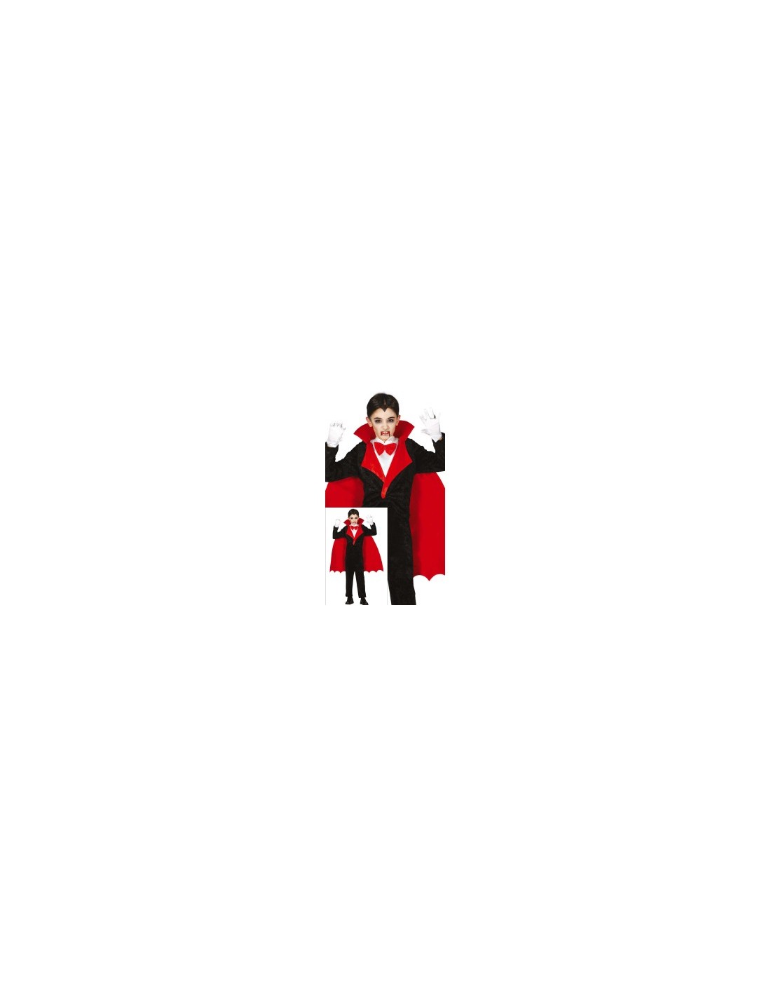 Costume Conte Vampiro, Body, Camicia e Mantello, Taglia 5-6 Anni, Tema Halloween, Vampiri