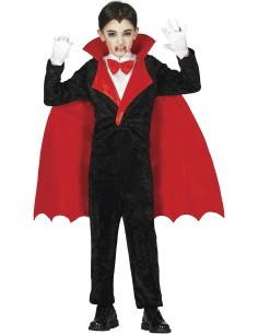 Costume Conte Vampiro, Body, Camicia e Mantello, Taglia 7-9 Anni