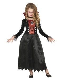 Costume Vampira, Abito, Taglia 5-6 Anni, Tema Halloween