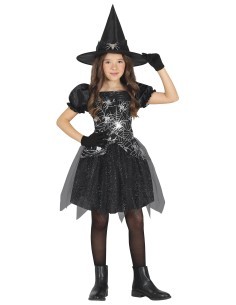 Costume Silver Witch, Sombrero e Abito, taglia 3-4 anni Tema Streghe, Halloween