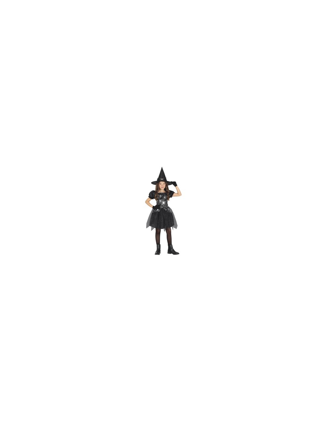 Costume Silver Witch, Sombrero e Abito, taglia 3-4 anni Tema Streghe, Halloween