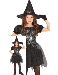 Costume Silver Witch, Sombrero e Abito, taglia 3-4 anni Tema Streghe, Halloween