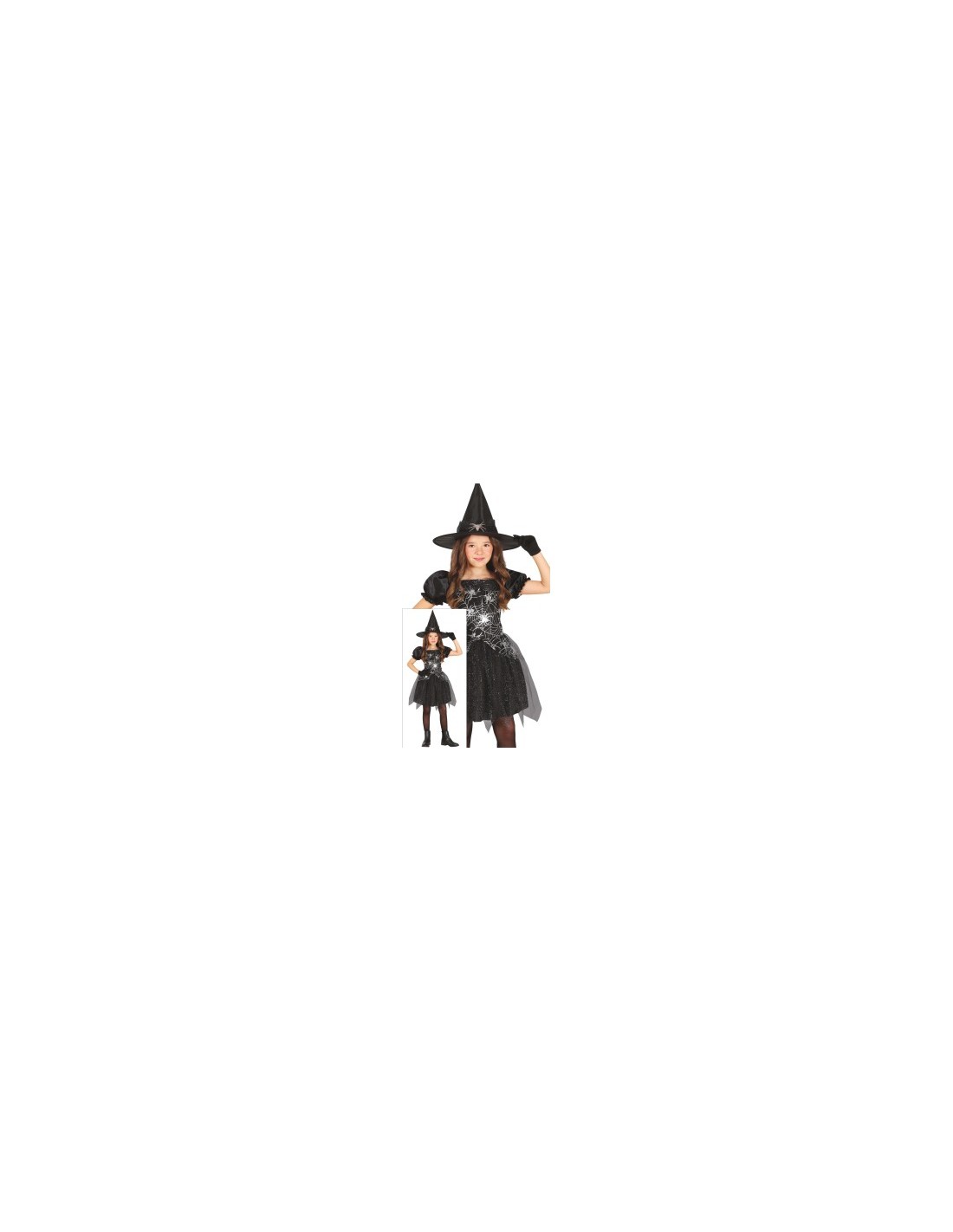 Costume Silver Witch, Sombrero e Abito, taglia 7-9 anni  Tema Streghe, Halloween
