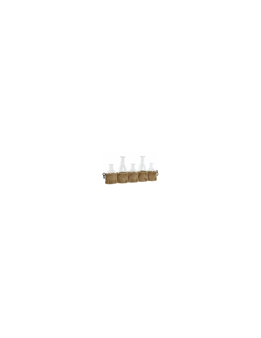 SET 5 BOTTIGLIE JR217375 VETRO CON SUPPORTO FIBRA 44X8X19CM