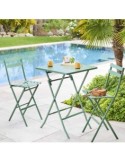 GREENSBORO Tavolo da Giardino Pieghevole, Verde Oliva, 2 Posti, Acciaio Antiruggine, Resistente, Compatto