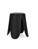 Sgabello Imogen Nero, Bizzotto, Design Moderno, Seduta Imbottita in Semilpelle, Ø37x47 cm