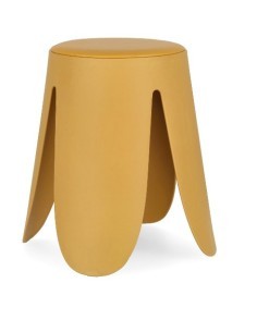 Sgabello Imogen Senape, Ø37a - 47h, struttura in polipropilene, seduta in schiuma poliuretanica, semilpelle, design moderno