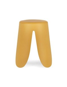 Sgabello Imogen Senape, Ø37a - 47h, struttura in polipropilene, seduta in schiuma poliuretanica, semilpelle, design moderno