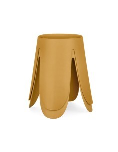 Sgabello Imogen Senape, Ø37a - 47h, struttura in polipropilene, seduta in schiuma poliuretanica, semilpelle, design moderno