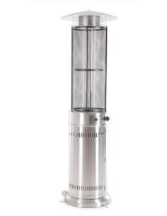 Scaldapatio Gas Cilinder in Acciaio Inox, design moderno, potenza 11kw, riscalda 10 mq, con cilindro in vetro, uso esterno