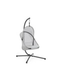 Poltrona Sospesa Pieghevole Algar con Struttura in Metallo e Cuscini Grigio, Relax Outdoor