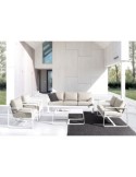 Tavolino Merrigan 105x62 Bianco, Tavolino Moderno in Alluminio Verniciato per Interno ed Esterno