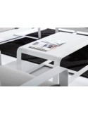 Tavolino Merrigan 105x62 Bianco, Tavolino Moderno in Alluminio Verniciato per Interno ed Esterno