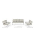 Tavolino Merrigan 105x62 Bianco, Tavolino Moderno in Alluminio Verniciato per Interno ed Esterno