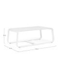 Tavolino Merrigan 105x62 Bianco, Tavolino Moderno in Alluminio Verniciato per Interno ed Esterno