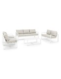 Tavolino Merrigan 105x62 Bianco, Tavolino Moderno in Alluminio Verniciato per Interno ed Esterno