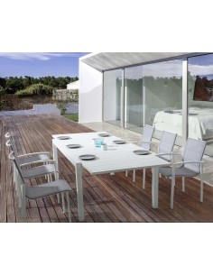 Tavolo Bizzotto 0662713 allungabile legno e alluminio 135/270X90 Bianco | TreG Ingrosso