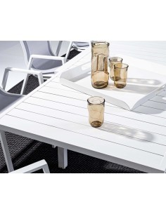Tavolo Bizzotto 0662713 allungabile legno e alluminio 135/270X90 Bianco | TreG Ingrosso