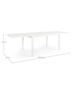 Tavolo Bizzotto 0662713 allungabile legno e alluminio 135/270X90 Bianco | TreG Ingrosso