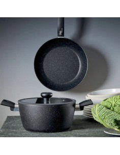 Casseruola Moneta Etnea 20 cm, Alluminio Forgiato, Antiaderente Effetto Pietra
