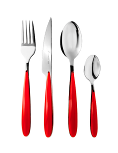 Servizio posate Elegance 24 pezzi, acciaio inox rosso, set elegante, moderno, per cene e pranzi, design raffinato