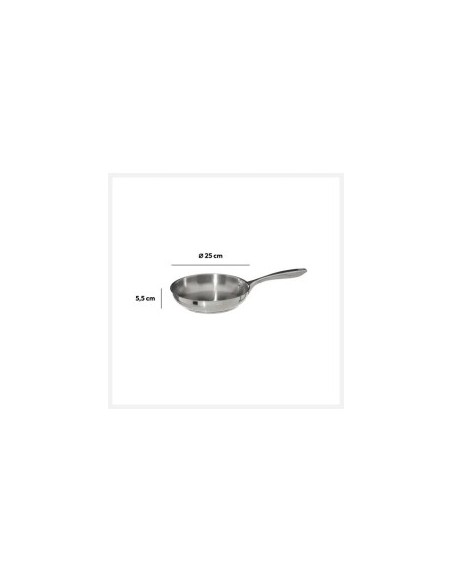 Padella 24 cm inox induzione, antiaderente, acciaio resistente, adatta per cucina a gas e induzione, facile da pulire