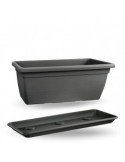 ANTHEA FIORIERA CON SOTTOFIORIERA 80CM RETTANGOLARE ANTRACITE su Tr...