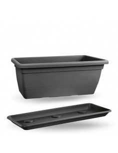 ANTHEA FIORIERA CON SOTTOFIORIERA 80CM RETTANGOLARE ANTRACITE su Tr...