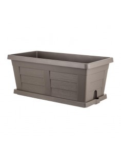 FIORIERA IN PLASTICA TRAMA LEGNO 100 CM CAPPUCCINO su TreG Ingrosso