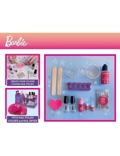 Barbie My Trend Nail Art-Colour Change, Kit per Creare Smalti Cambia Colore, Macchina Asciuga Smalto, Gemme Adesive-Lisciani