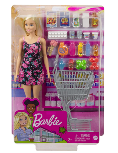 BARBIE GTK94 BAMBOLA CON CARRELLO SPESA