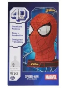 4D Puzzle Marvel Spider-Man, Kit Modellismo 3D da 82 Pezzi con Supporto, Decorazione da Tavolo Spider-Man, 12+ Anni