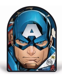 Puzzle 3D Latta Captain America, 300 Pezzi, Effetto Lenticolare, Marvel Avengers, Cofanetto in Latta