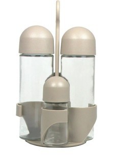 Oliera Jolly 4pz Tortora Abert, Set Olio Aceto Sale Pepe in Vetro e Plastica