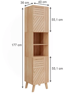 MOBILE BAGNO 204938 BAMBOO 66X33X78CM CON PORTABIANCHERIA E 2 PORTAOGG