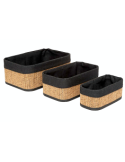SET 3 CESTINI 204980 BAMBOO/TESSUTO NERO