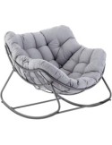 Sedia a Dondolo Uovo Hespéride, Grigio e Grafite, in Acciaio, Resina Epossidica, Mobili da Giardino, Comfort, Eleganza