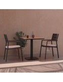 Sedia Zelmar in Alluminio con Cuscino, Braccioli Effetto Legno, Impilabile, Idrorepellente, Resistente per Esterni